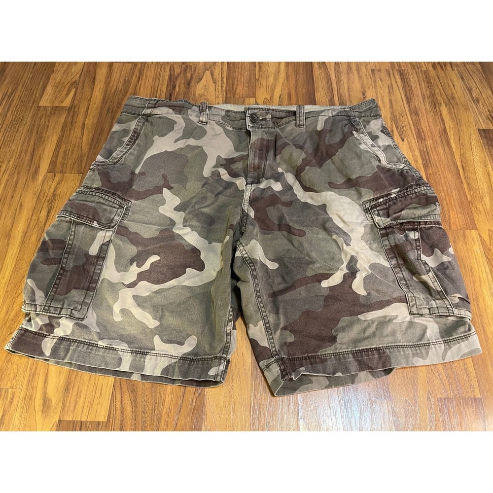 The Foundry Supply Co Mens 44 Camo Cargo Shorts Green Cotton Utility Big & Tall